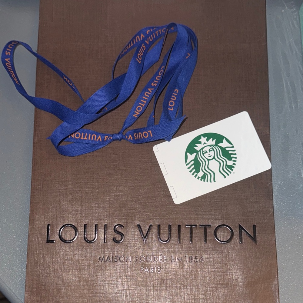 Louis Vuitton shopping  Bag with Blue Ribbon & coffee 🎉🙌🩷🪽😘